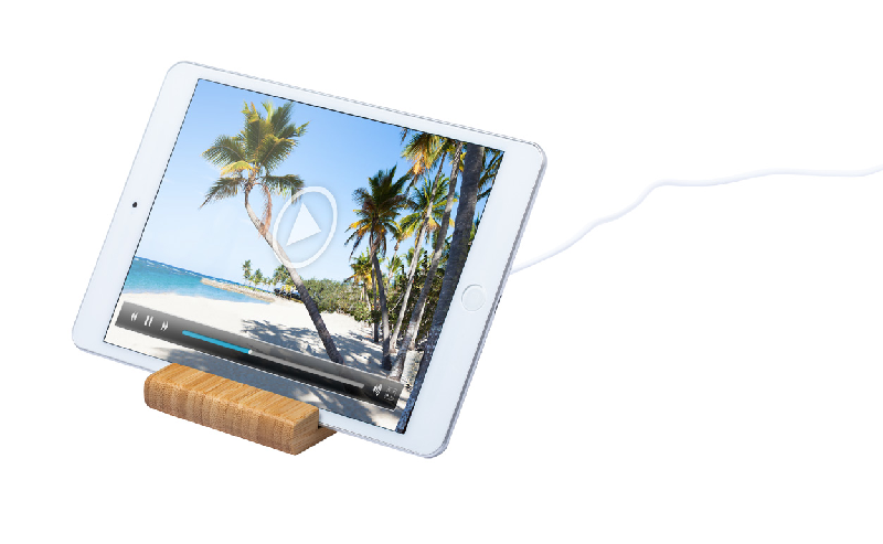 Support de bureau en bambou - Chargeur sans fil intégré 5W - Câble USB inclus_7