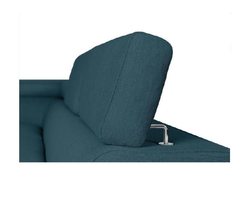 Canapé d'angle méridienne coffre gauche RINO convertible bleu canard - pieds laqués noir - 3 têtières réglables et 2 coussins déco_7