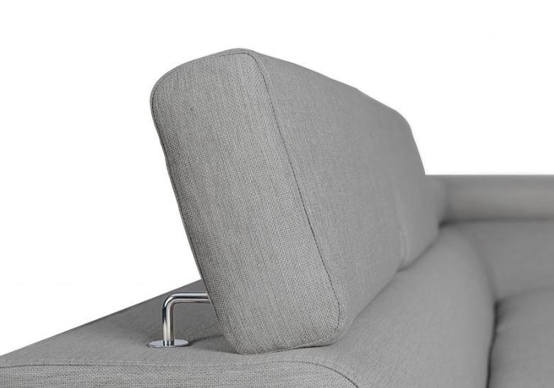 Canapé d'angle RINO - méridienne droite avec coffre - convertible - gris clair - pieds laqués noirs - 3 têtières réglables_7