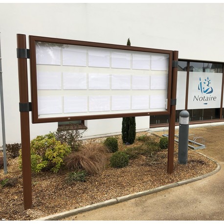 Vitrines extérieures sur pied - aluminium ou thermolaqué - plexi choc ou verre sécurit - éclairage LED ou fluo_7