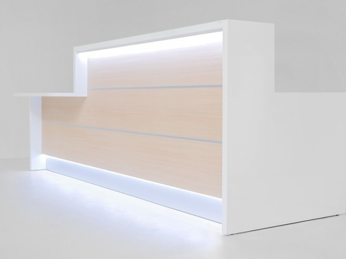 Banque d'accueil moderne et lumineuse à éclairage LED - VALDE - avec configurations ergonomiques et options sur mesure_7