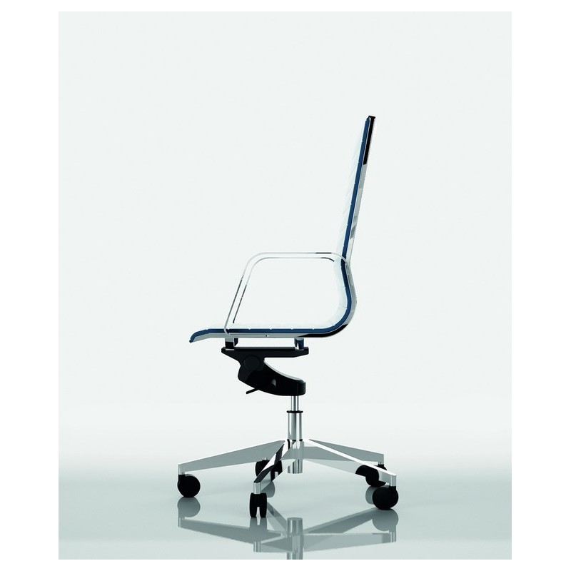 Fauteuil direction DIVA - finition cuir - structure acier chromé - dossier avec appui-tête_7