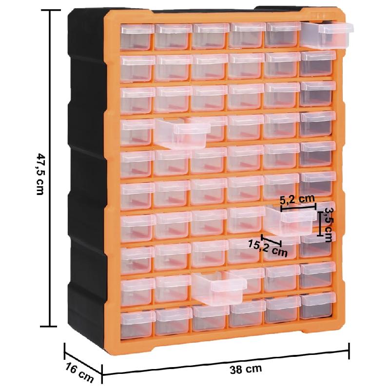 Vidaxl organisateur multi-tiroirs avec 60 tiroirs 38x16x47,5 cm 147587_7
