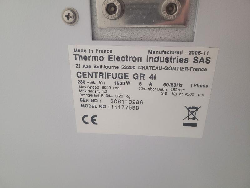 Centrifugeuse réfrigérée THERMO ELECTRON JOUAN GR4I Avec Rotor 11175338_7