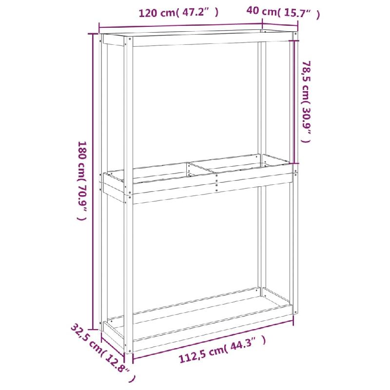 Vidaxl porte-pneus noir 120x40x180 cm bois de pin massif 825004_7