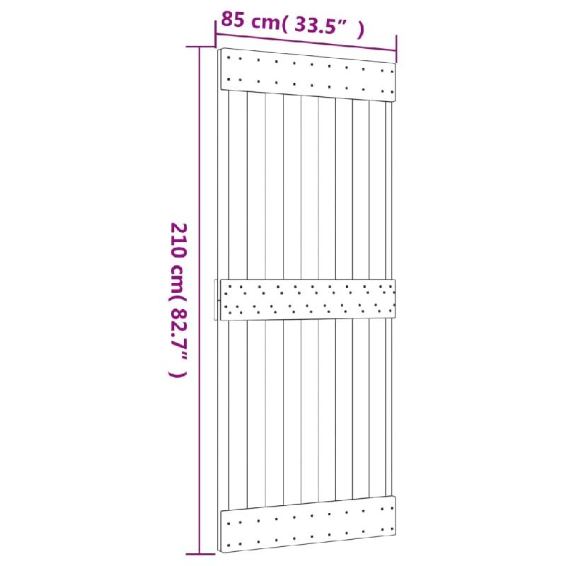 Vidaxl porte coulissante et kit de quincaillerie 85x210 cm pin massif 3203181_7