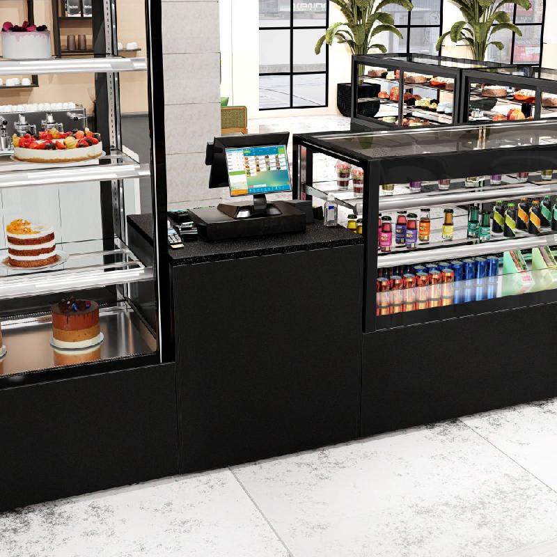 Comptoir-caisse MADRID - 1000 mm - Plateau de travail en granit noir - Noir mat_7