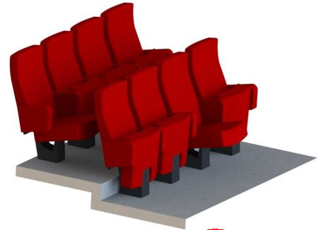 Fauteuil de cinéma robuste à piétement métallique central avec accoudoirs caisson pour ERP - LASER._7