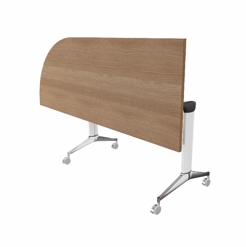 Table de réunion NET, plateau abattant avec retour - Mobel Linea - Blanc, Acacia foncé, Gauche_7