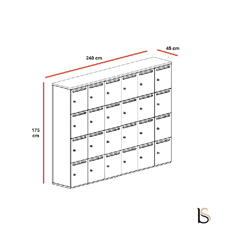 Meuble à casiers avec fentes courrier - Mobel Linea - A clé, 6 x 4 cases_7