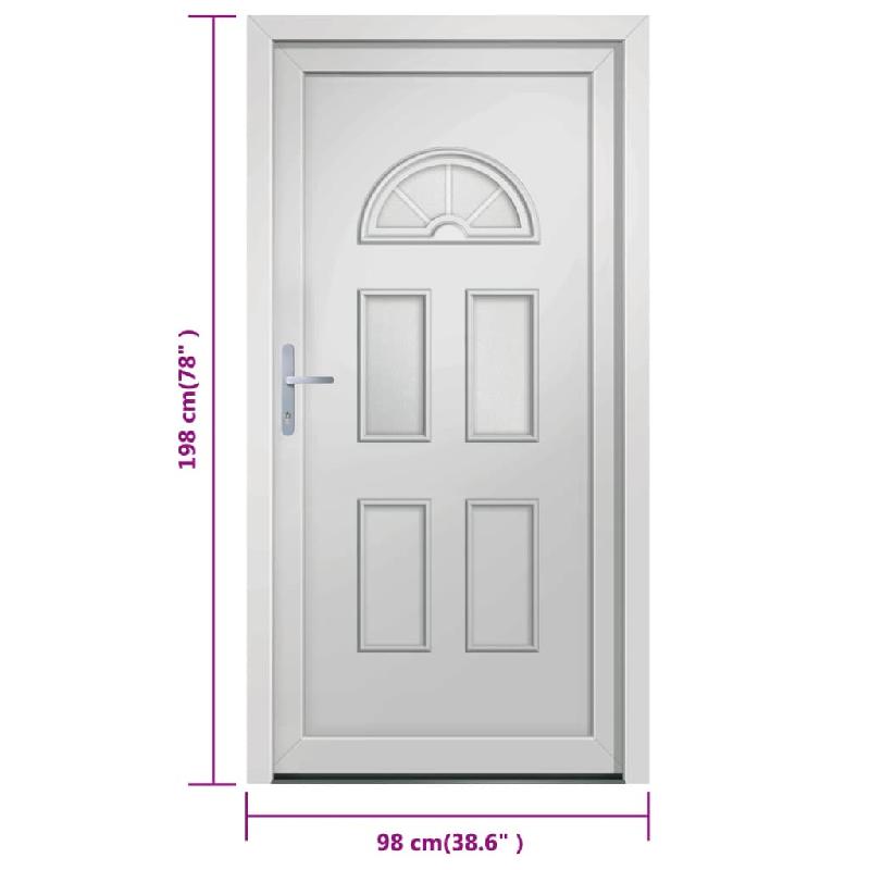 Vidaxl porte d'entrée blanc 98x198 cm pvc 3187910_7