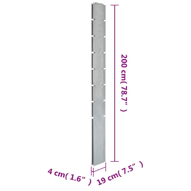 Vidaxl poteaux de clôture 40 pcs argenté 200 cm acier galvanisé 3196222_7