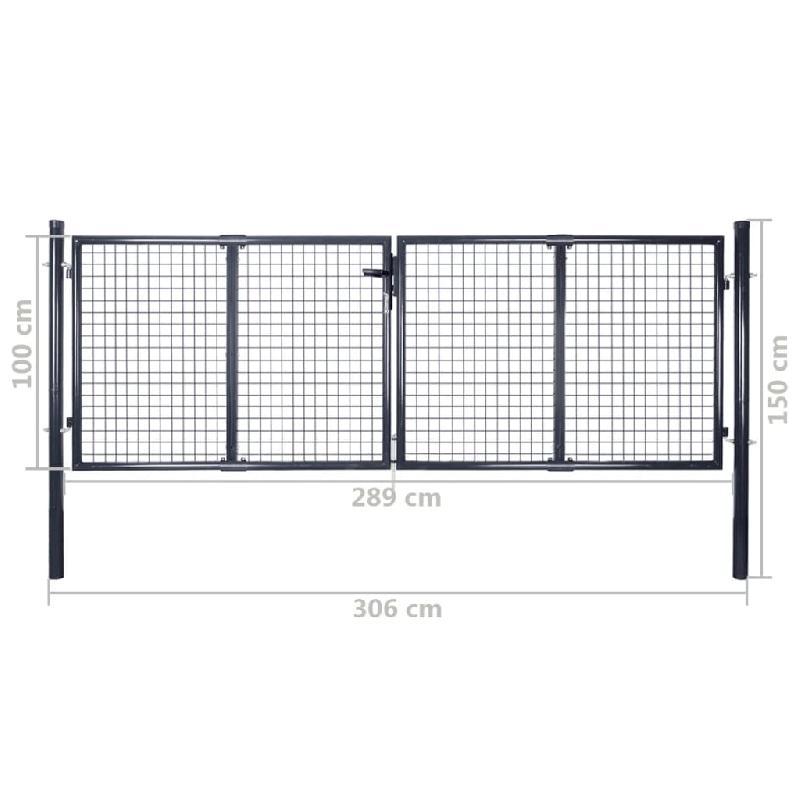 Vidaxl portail en maille acier galvanisé 289x100 cm gris 143363_7