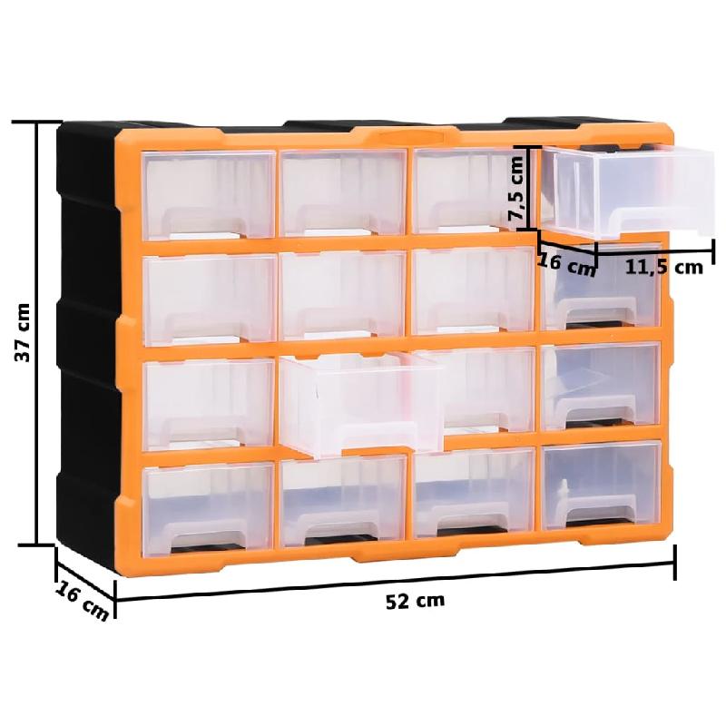 Vidaxl organisateur multi-tiroirs avec 16 tiroirs centraux 52x16x37 cm 149601_7