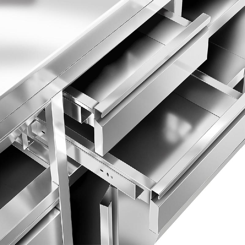 Meuble inox pour machine à café - 1200 x 600 mm - 2 tiroirs_7