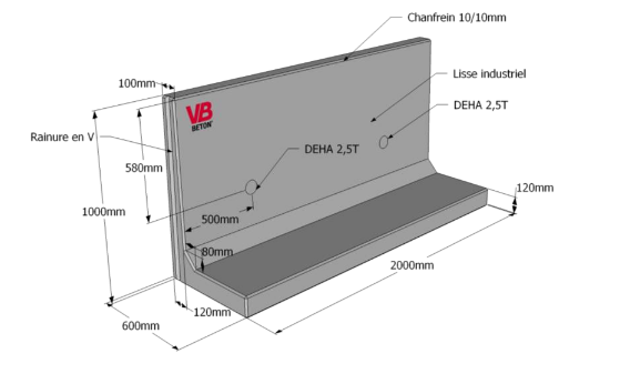 Mur de soutenement en l lx100 100x60 longueur 2m_7