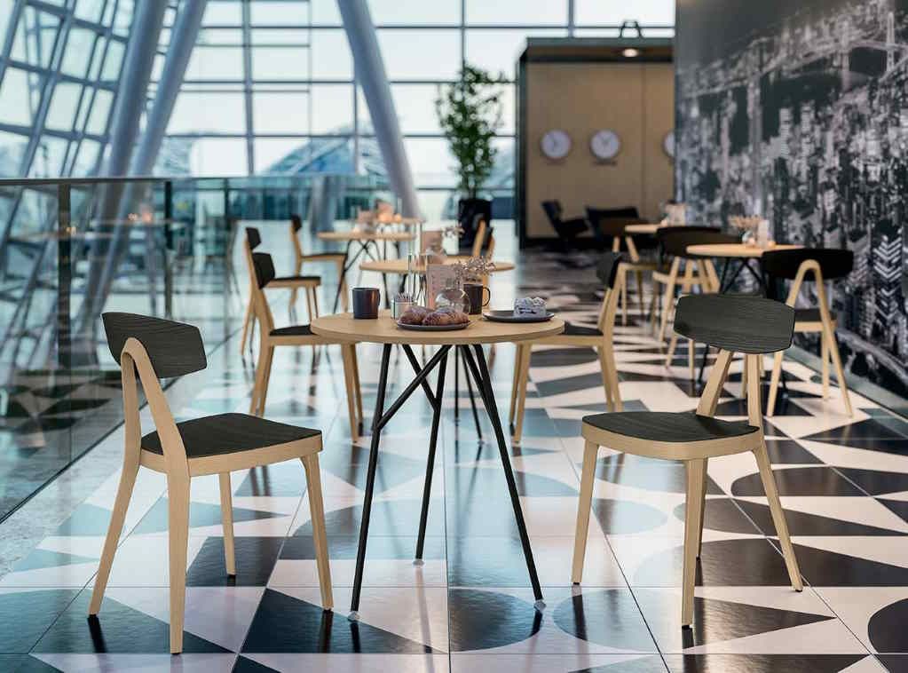 Chaise de restaurant Compasso en frêne - design raffiné avec dossier incurvé et multiples finitions_7