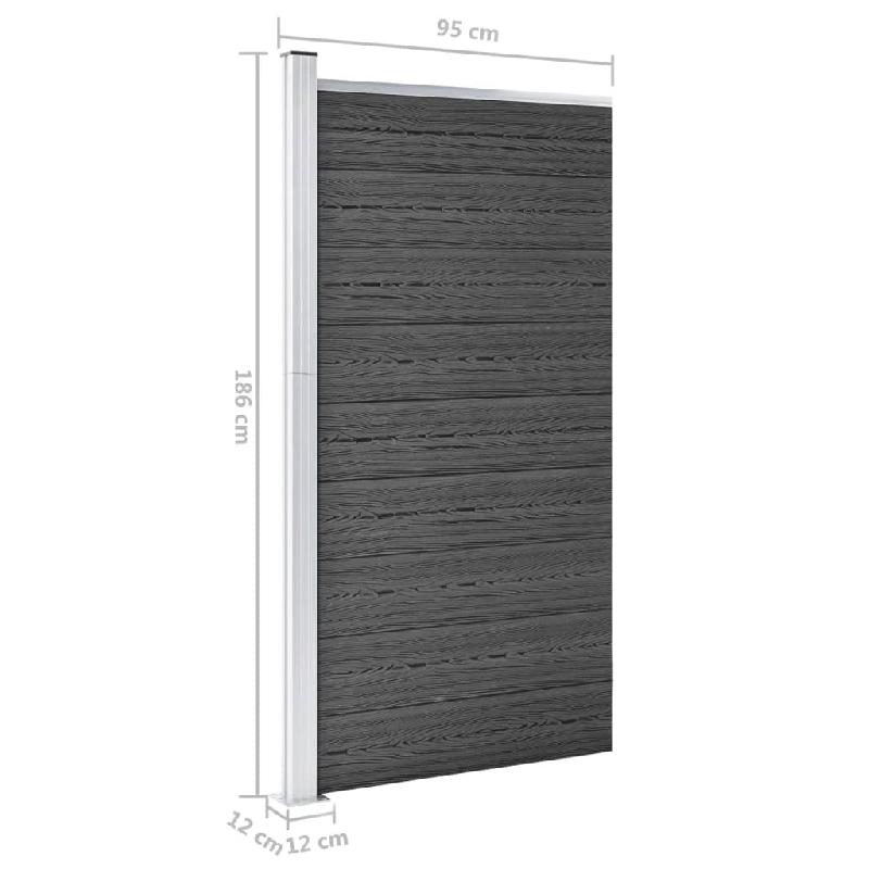 Vidaxl panneau de clôture wpc 95x186 cm noir 148979_7