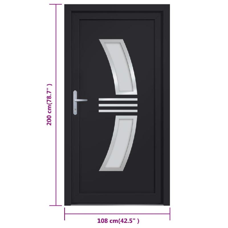 Vidaxl porte d'entrée anthracite 108x200 cm pvc 3187934_7