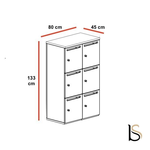 Meuble à casiers avec fentes courrier - Mobel Linea - A clé, 2 x 3 cases_7
