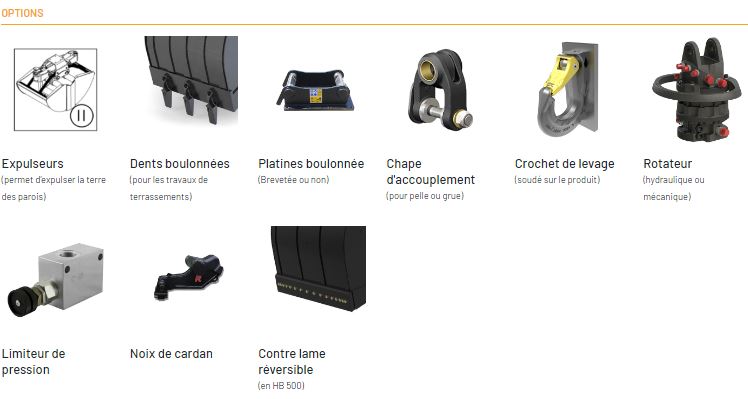 Benne preneuse Série GMTS - polyvalente et renforcée - en métal FE 510 (S355) avec lames Hardox 400_7