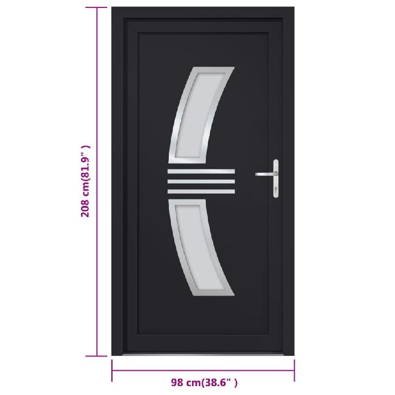 Vidaxl porte d'entrée anthracite 98x208 cm pvc 3187938_7