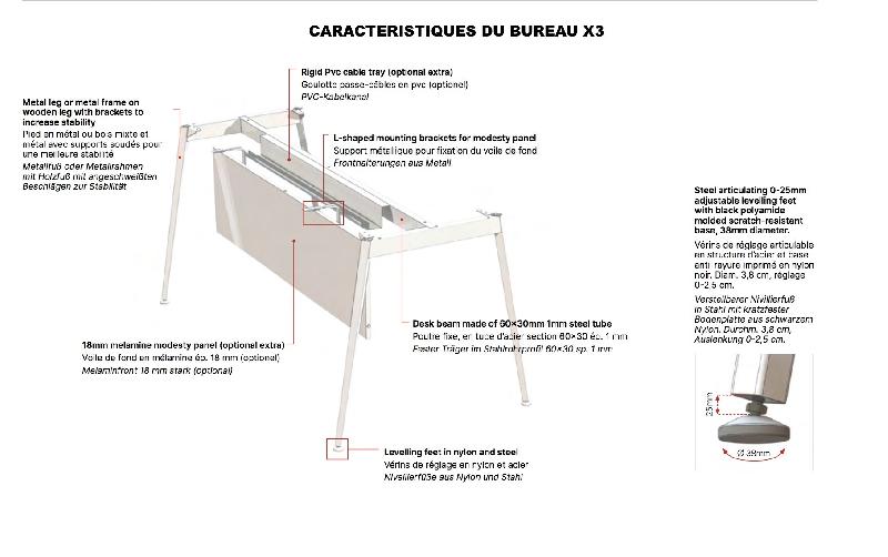 Bureau d'angle de manager avec caisson X3 - Officity - Anthracite, Noyer canaletto, 3 tiroirs, 160 x 160 cm_7