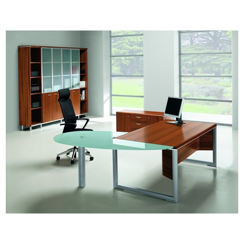 Bureau de direction ZETA X - Sous main cuir en option - Plateau bois 180/200 cm - QUADRIFOGLIO_7