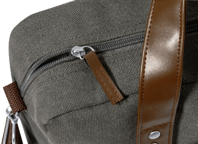 Sacoche en toile - Compartiment rembourré pour ordinateur portable 15'' et tablette 10'' - Bandoulière réglable et finitions en PU_7