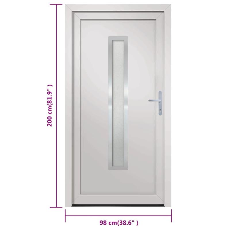 Vidaxl porte d'entrée blanc 98x200 cm pvc 3187893_7
