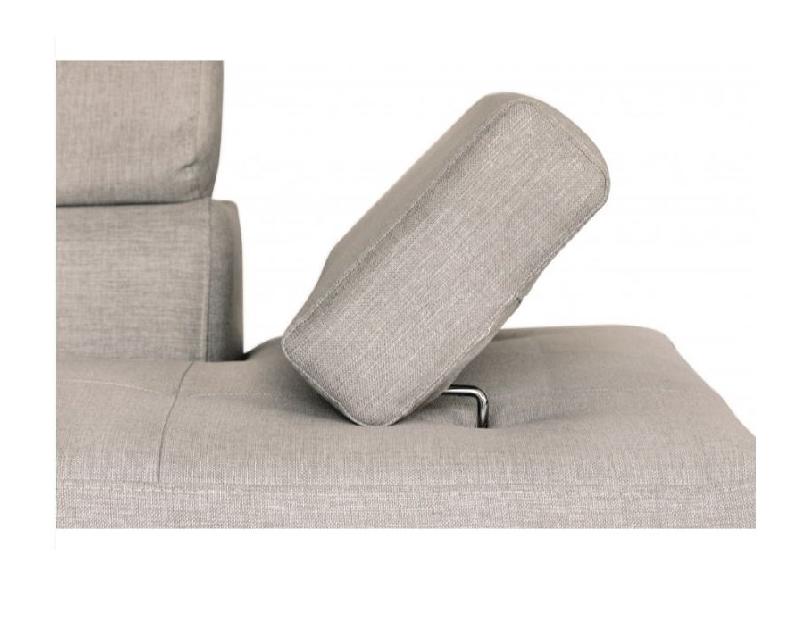 Canapé d'angle convertible méridienne droite RINO beige - pieds métal - avec coffre et têtières réglables_7