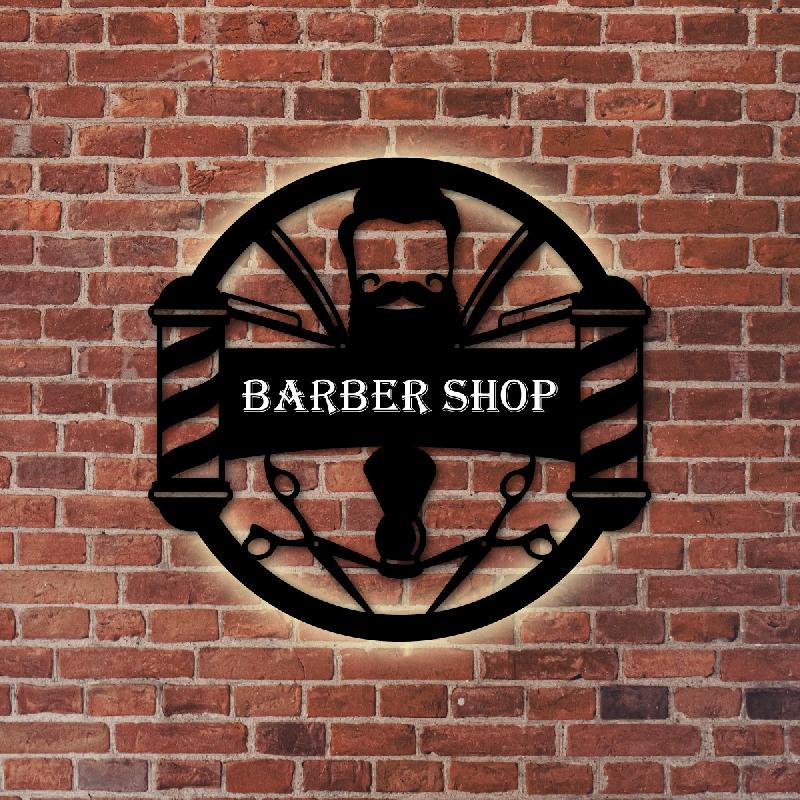 Enseigne barber shop option LED - Rouge_7