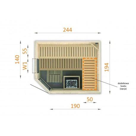 Cabine de sauna d'angle 244x194x199 avec poêle HARVIA Vega 9KW - Commande déportée_7