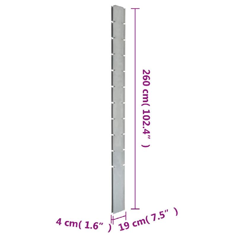 Vidaxl poteaux de clôture 10 pcs argenté 260 cm acier galvanisé 3196180_7