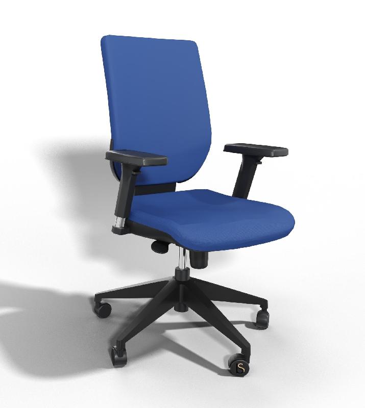 Siège de bureau Tertio haut dossier synchrone - Sokoa - Bleu, Réglable hauteur_7