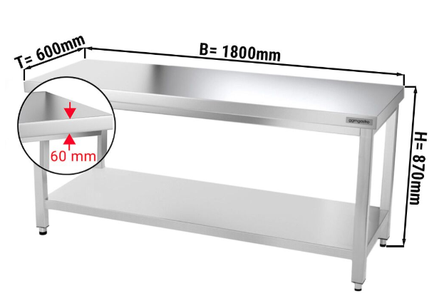 Tables Inox centrales Premium avec Etagère - P 600 mm | Ggm -_7