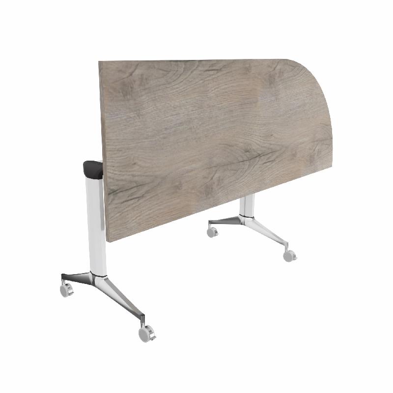 Table de réunion NET, plateau abattant avec retour - Mobel Linea - Blanc, Droite, Chêne grisé_7