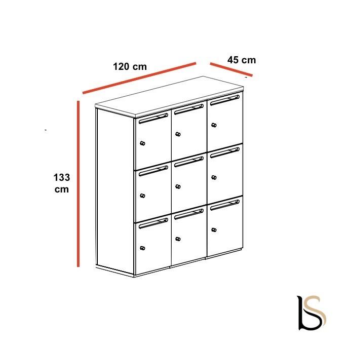 Meuble à casiers avec fentes courrier - Mobel Linea - A clé, 3 x 3 cases_7