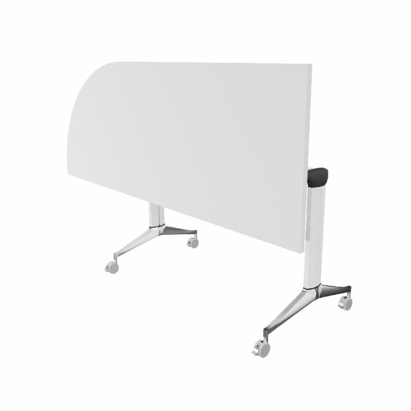 Table de réunion NET, plateau abattant avec retour - Mobel Linea - Blanc, Blanc, Gauche_7