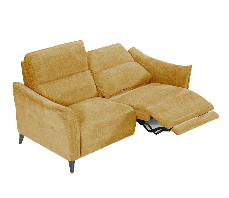 Canapé 2 places relax électrique ATTITUDE - Têtière réglable 10 crans - Tissu chenillé ocre - Inclinaison jusqu’à 150°_7