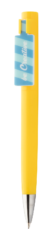 Stylo à bille en plastique - clip sur mesure - encre bleue - marquage UV LED - couleur jaune_7