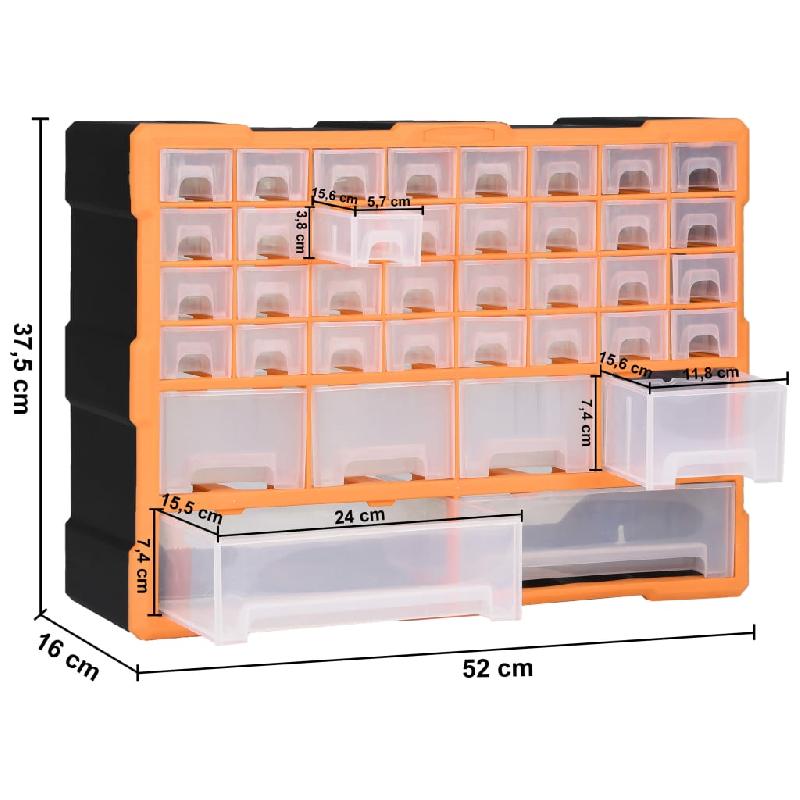 Vidaxl organisateur multi-tiroirs avec 40 tiroirs 52x16x37,5 cm 147577_7