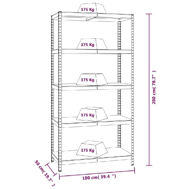Vidaxl étagère de rangement à 5 niveaux bleu acier et bois ingénierie 152884_7