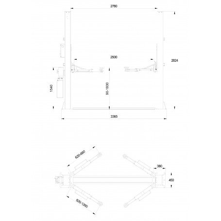 Pont élévateur hydraulique à 2 colonnes 4 t 3x400V avec déverrouillage électrique MW Tools HB240_7