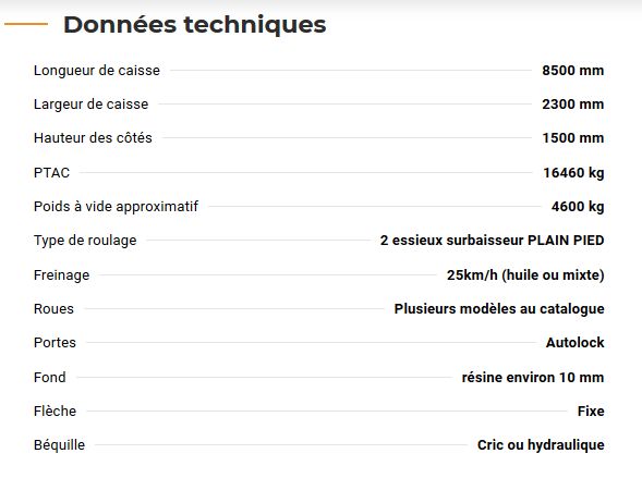 Remorque hydraulique Rollvan 85 pour transport rapide de bétail