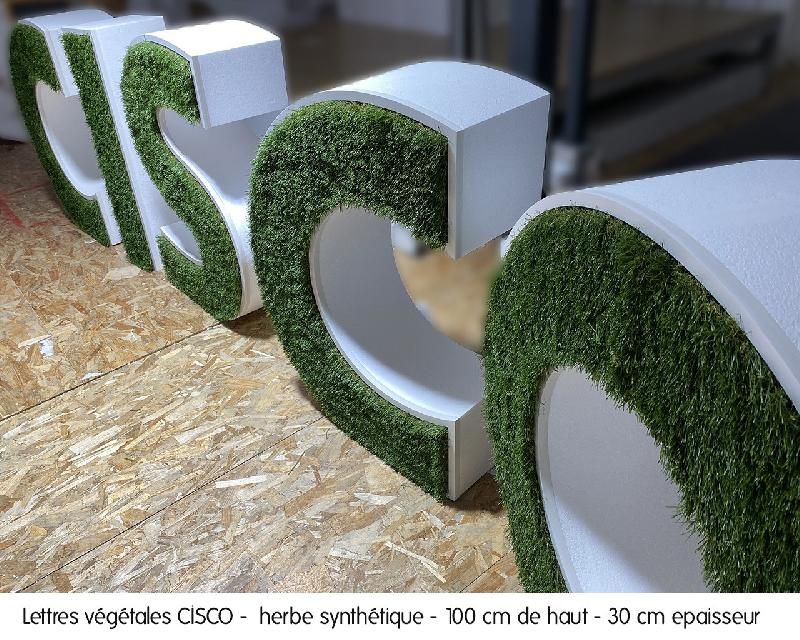 Lettres et/ou logo en polystyrène 3D et herbe synthétique pour l'intérieur et l'extérieur - noir_7