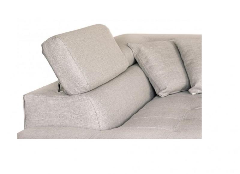 Canapé d'angle convertible avec méridienne gauche RINO beige - pieds métal - coffre de rangement - têtières réglables_7