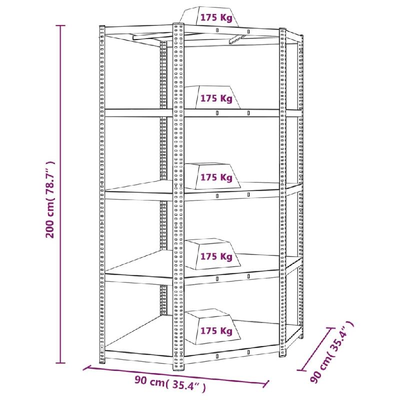 Vidaxl étagère d'angle à 5 niveaux bleu acier et bois d'ingénierie 152889_7