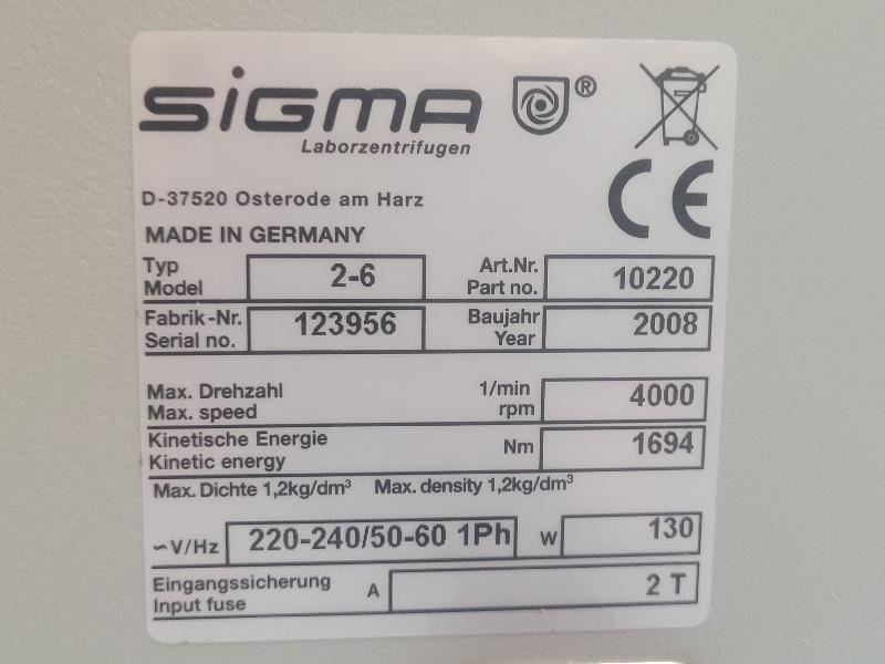 Centrifugeuse SIGMA 2-6 avec rotor 11030_7