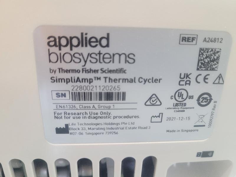 Thermocycleur Applied Biosystems Thermo Fisher Scientific SimpliAmp IS VERIFLOW_7